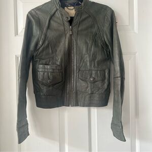 Ted Baker Hunter Green Leather Jacket Fall